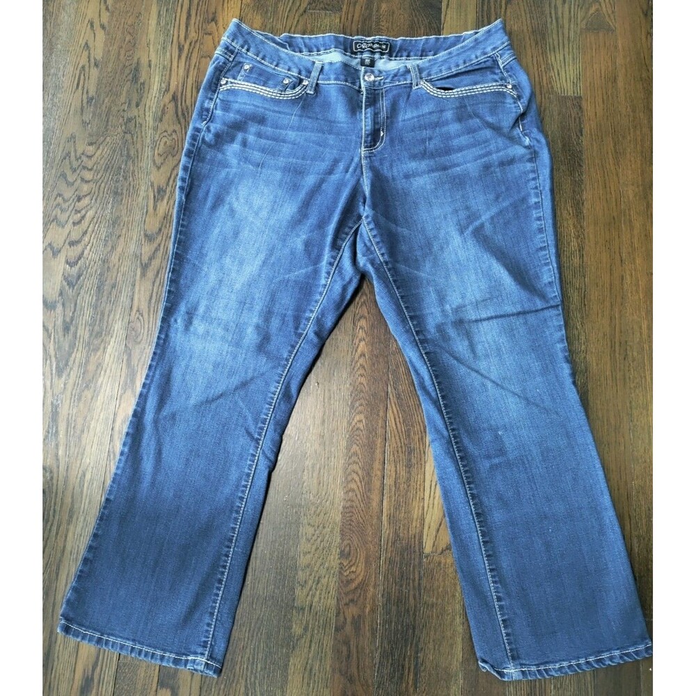 Cato Premium Jeans Women's Size 18WP Blue Embroidered Studs Stitching Boot Cut